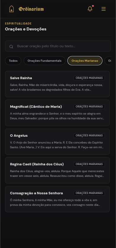 Tela de Orações